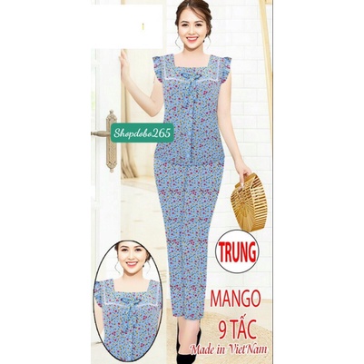 Đồ bộ nữ,đồ ngủ mặc nhà lửng 9 tấc vải lụa mango BL 68 họa tiết hoa nhí siêu cưng size 45-65kg.