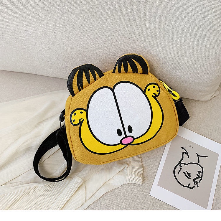 Túi Đeo Vai Vải canvas In Hình Mèo Garfield Dễ Thương Phong Cách Nhật Bản Thời Trang Cho Nữ