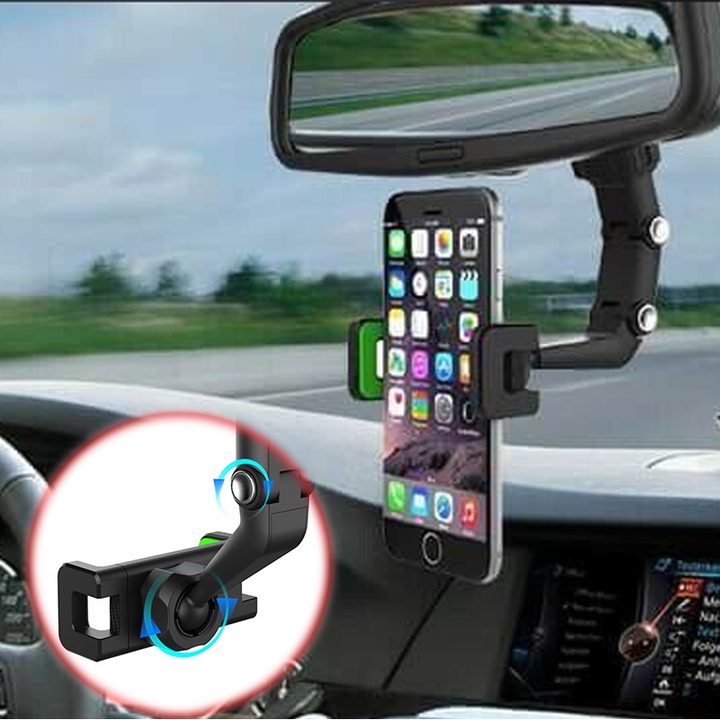 Giá đỡ điện thoại gắn gương chiếu hậu ô tô xoay 360 độ | BigBuy360 - bigbuy360.vn