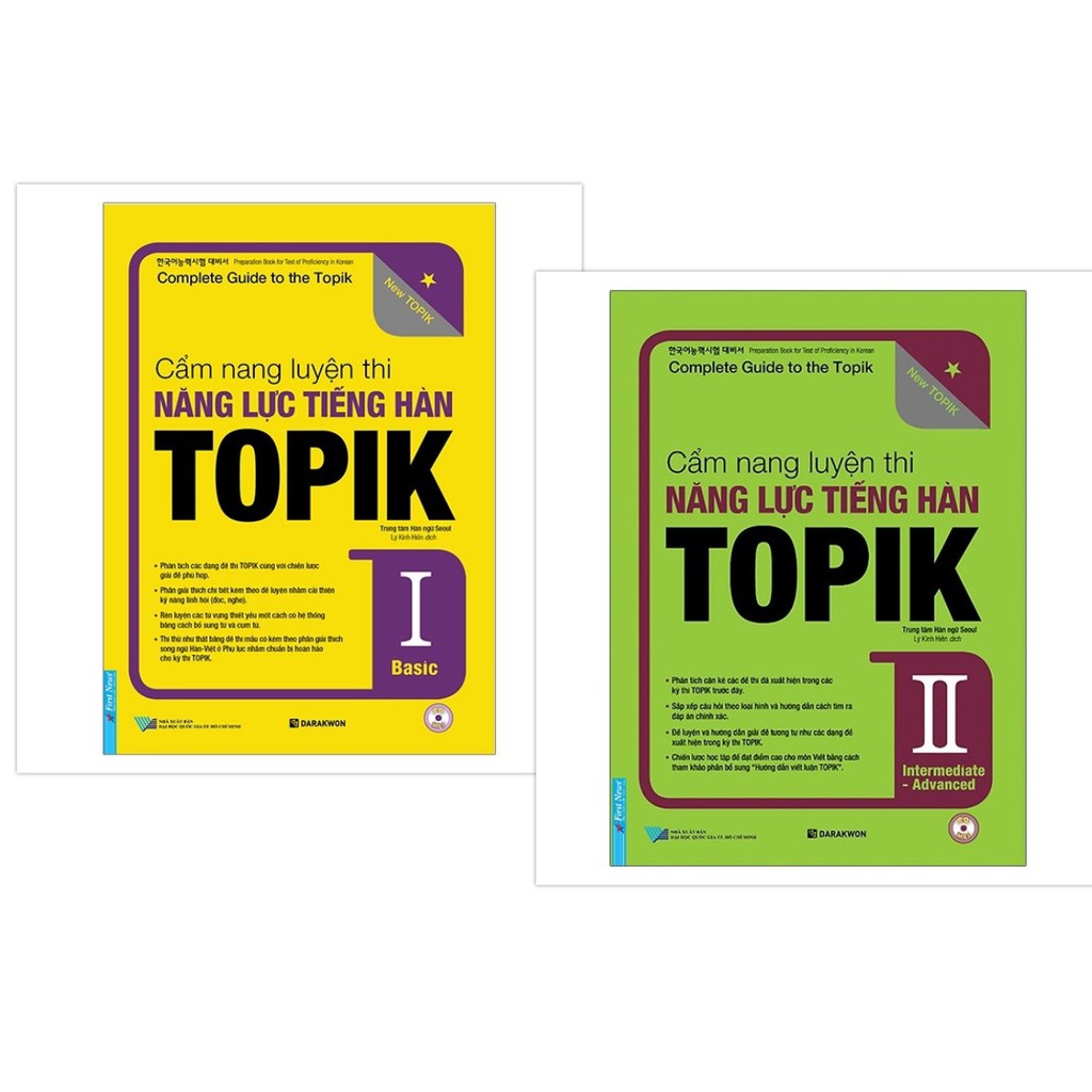 Sách - Combo Cẩm  Nang Luyện Thi Năng Lực Tiếng Hàn TOPIK ( Tập 1 + Tập 2 ) + CD - First News