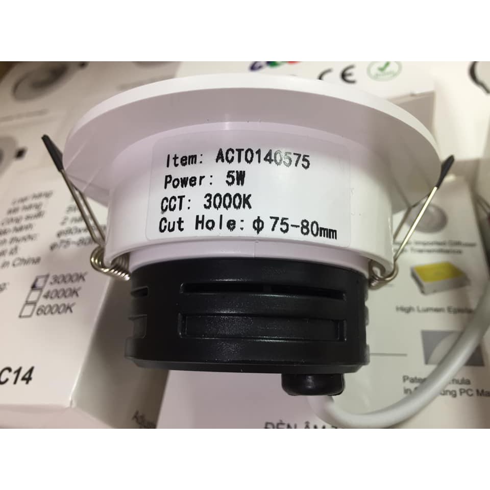 Đèn âm trần 5w lỗ khoét 76mm BH 2 Năm