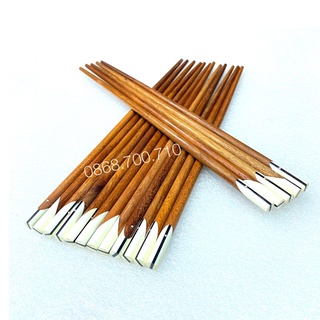  Bộ 10 Đôi Đũa ăn gỗ Cẩm lai tự nhiên đầu gắn sừng trâu