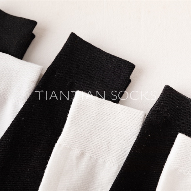 TIAN TIAN T234 Vớ Cotton Cổ Cao cổ ngắn Qua Đầu Gối Màu Trắng / Đen Thời Trang Mùa Hè Phong Cách Nhật Bản Cho Nữ