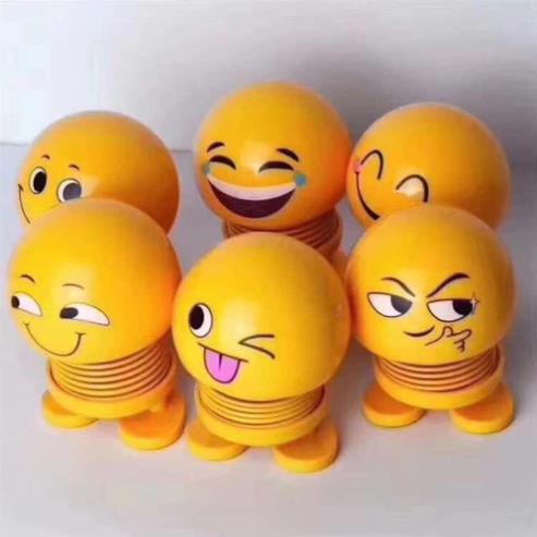 Trọn Bộ 6 Thú nhún emoji con lắc lò xo biểu cảm gương mặt loại 1( không trùng mẫu )