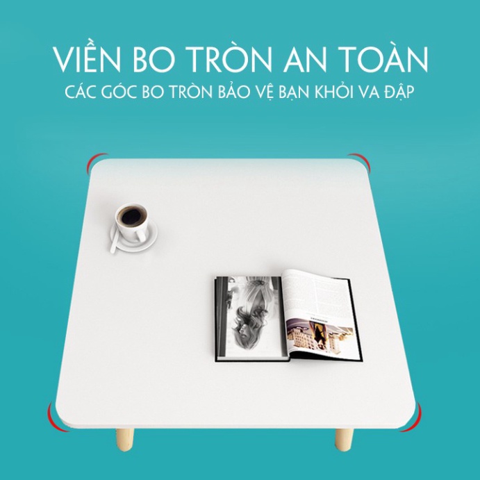 Bàn Trà chân gỗ tròn kiểu nhật chắc chắn kích thước vuông 60*60cm Havaco