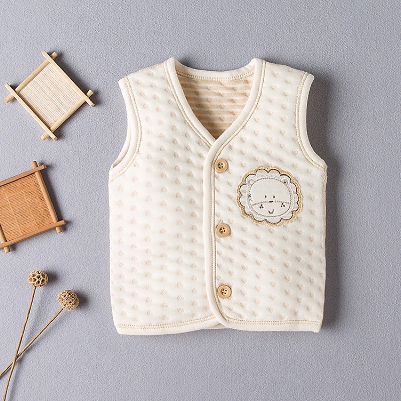 Áo khoác gile trần bông giữ ấm cho bé 0-3 tuổi 100% vải cotton cực kỳ mềm mại