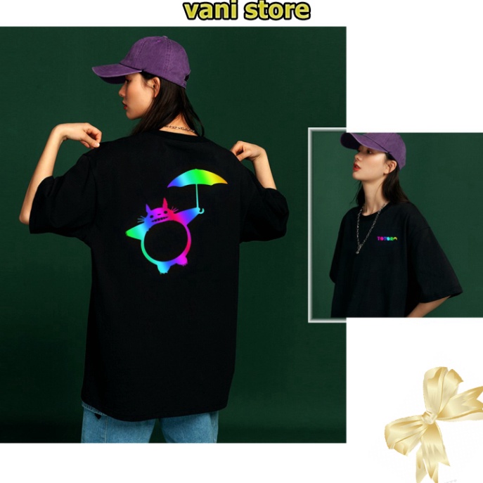 [Tặng Quà] Áo thun unisex tay lỡ Totoro siêu đáng yêu phản quang 7 màu . | BigBuy360 - bigbuy360.vn