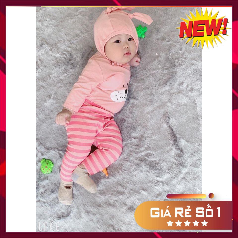 BỘ TAI THỎ THU ĐÔNG, bé trai bé gái MINKY MOM  đồ bộ dài tay trẻ em kèm mũ nón 100% chất thun lạnh, size 7-9kg