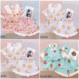 Bộ đồ lụa satin cao cấp tiểu thư cực xinh siêu mịn mát hoạ tiết dễ thương