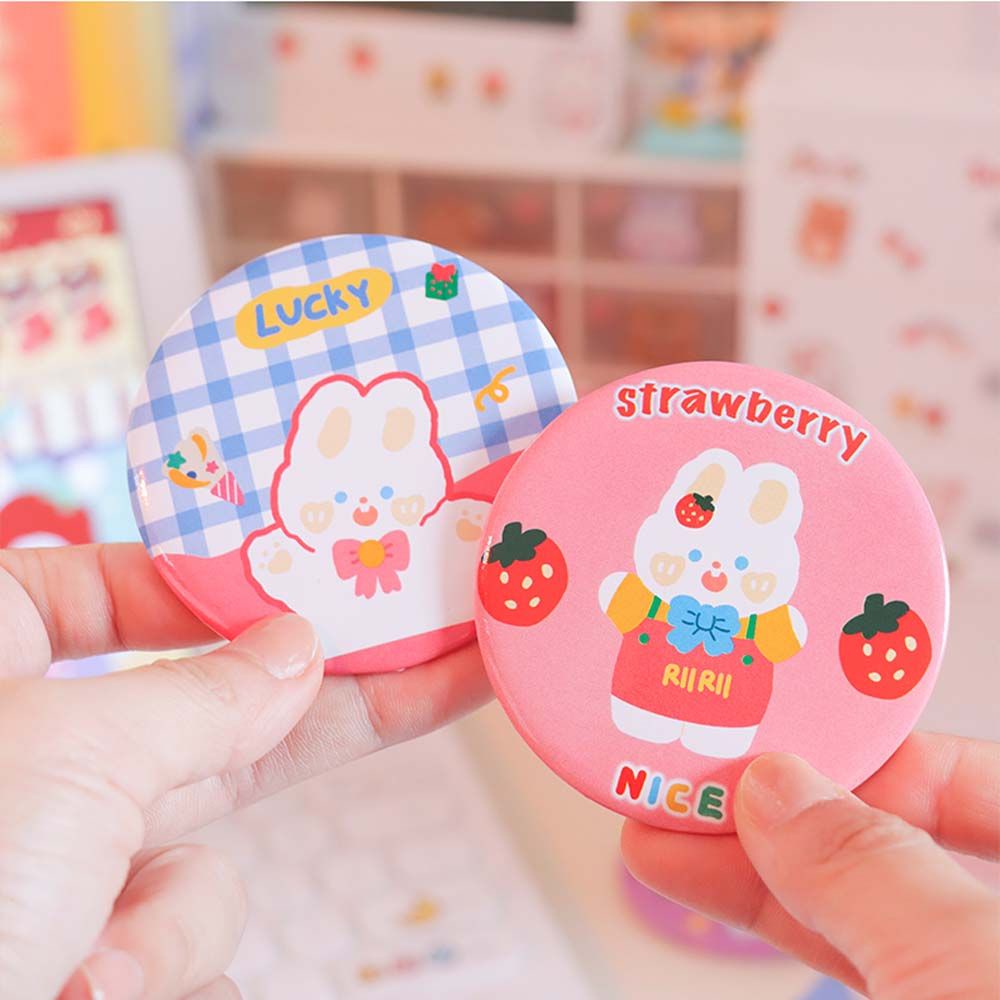 [Hàng mới về] Gương trang điểm hình tròn mini họa tiết hoạt hình dễ thương dành cho bạn gái
