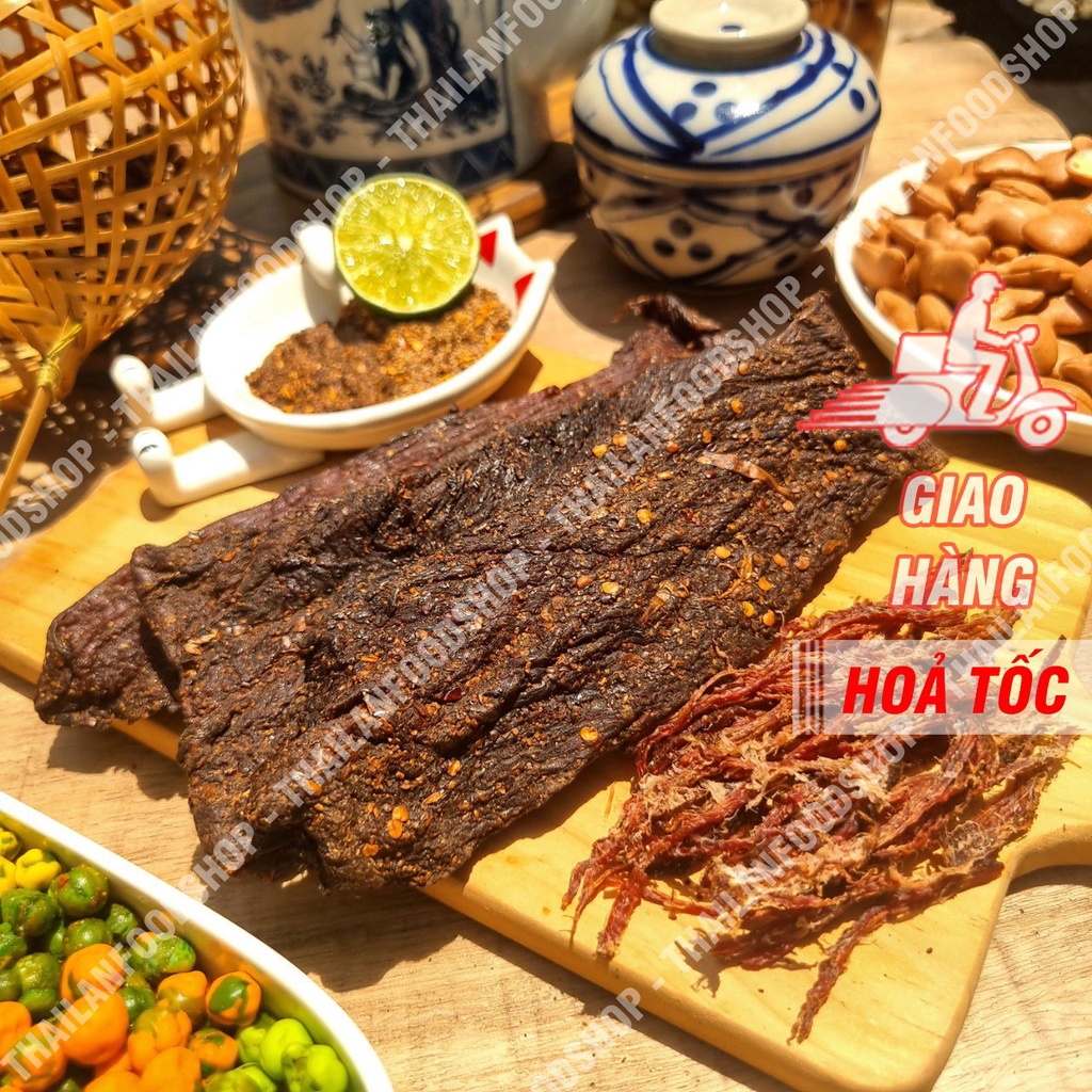 Thịt Khô Trâu Gác Bếp Vị Tây Bắc ( Tặng Kèm Chẩm Chéo ) Chuẩn Vị - Túi HCK 500 Gram