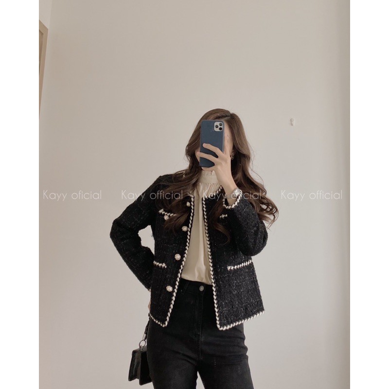 Áo khoác dạ tweed dáng vừa có lót _ k6953 ( ảnh thật ) | BigBuy360 - bigbuy360.vn