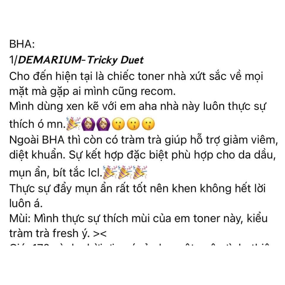 Dermarium - Tricky Duet - Tẩy da chết - Toner BHA 2%dành cho da dầu mn 150ML Chi skincare
