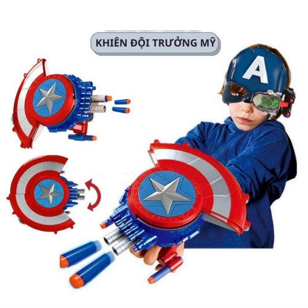 Mô hình Khiên Captain America đồ chơi siêu nhân Marvel Avengers cho bé đóng vai đội trưởng Mỹ, quà tặng sinh nhật cho bé