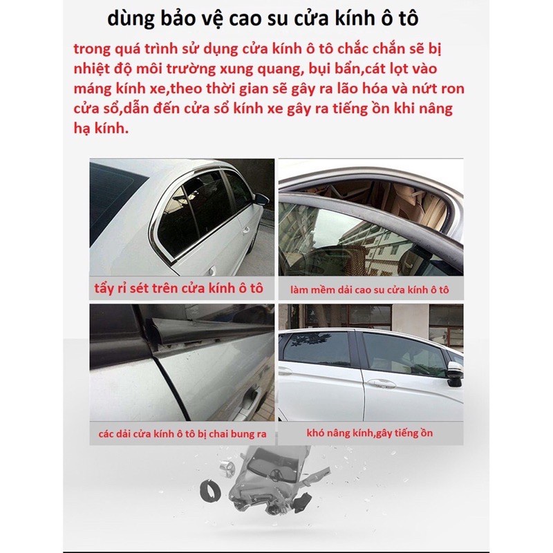 Chai xịt bảo dưỡng gioăng cao su ô tô, xe máy, xe hơi, xe tải, dung dịch bảo dưỡng vệ sinh gioăng cao su cửa kính