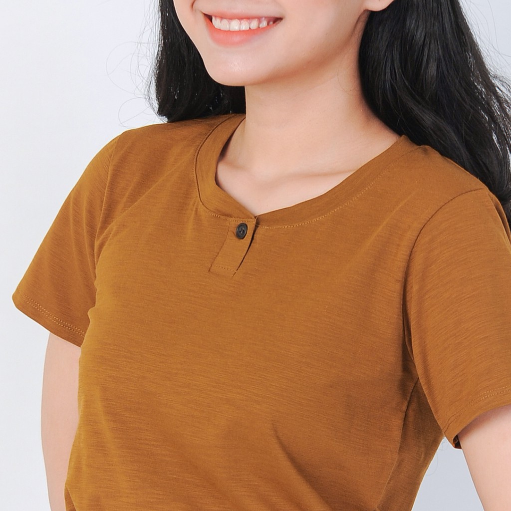 Áo thun thời trang Eden form suông tay ngắn cổ tròn đính nút chất liệu cao cấp freesize thoáng mát - AT081