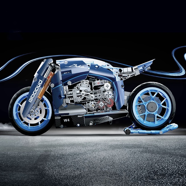(Có Sẵn ) đồ chơi Lắp ráp Technic 10217 Blue Bugattied Motorcycle Xe máy Bugatti màu xanh bản mới nhất