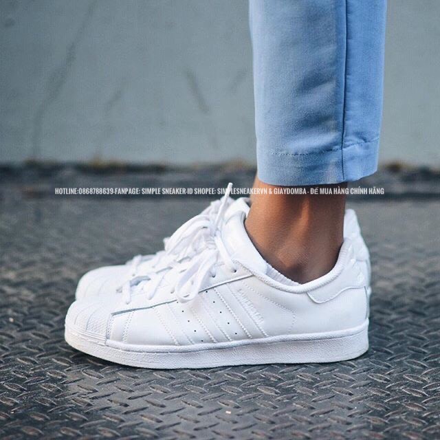 Giày Super Star Allwhite 🔥FREESHIP🔥 Adidas Superstar Full Trắng Chính Hãng - Giày Adidas Chính Hãng [B23461]