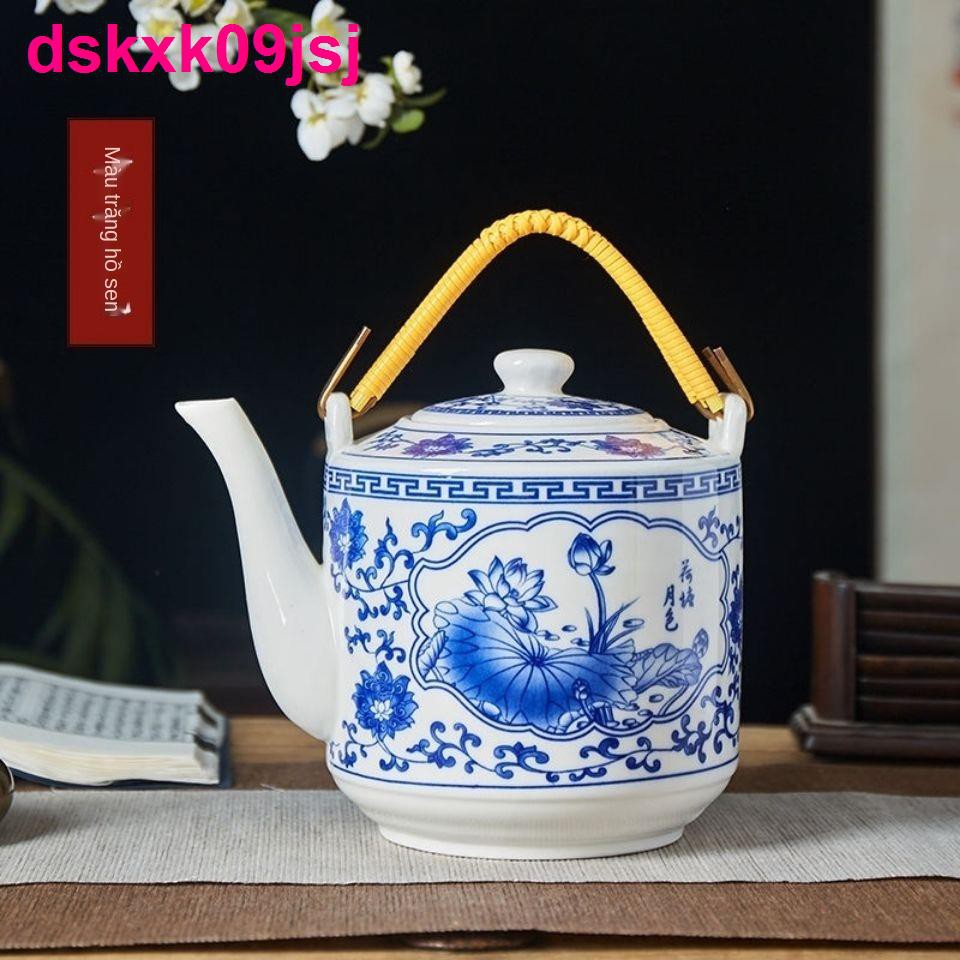 Bộ ấm trà sứ Jingdezhen gia dụng làm mát bằng gốm đun nước dung tích lớn pha đơn Nồi có tay cầm