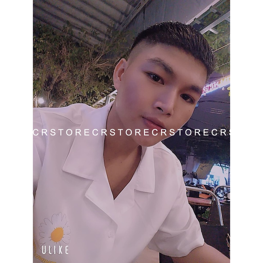 Áo sơ mi tay ngắn nam nữ URLYS form rộng sơ mi thêu hình tay lỡ cổ vest unisex ulzzang CSM620