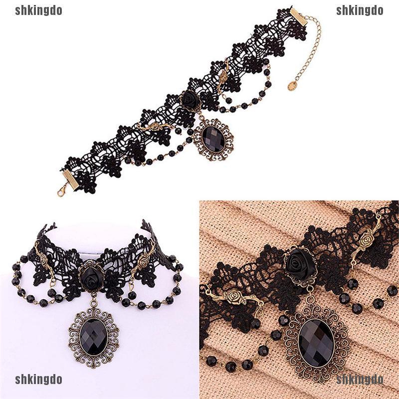 Vòng Cổ Choker Phối Ren Phong Cách Gothic
