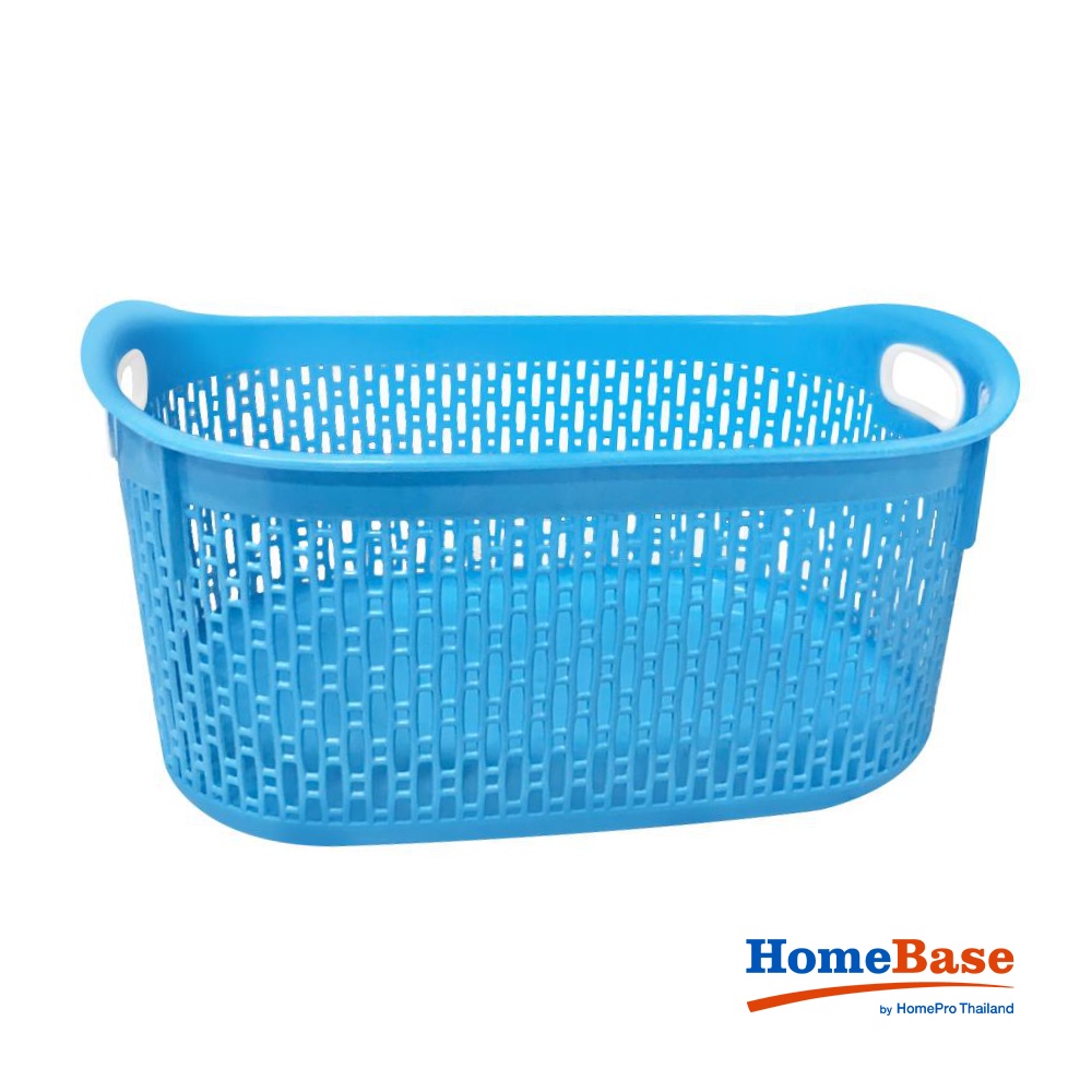 HomeBase SN Giỏ đựng quần áo hình vuông bằng nhựa cao cấp 995 Thái Lan W51xH25xD38cm màu xanh dương