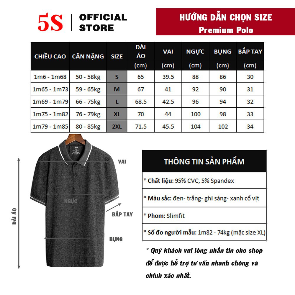 [Mã FAMALLT5 giảm 15% đơn 150K] Áo Thun Nam Có Cổ 5S (4 màu), Chất Vải Mềm Mịn, Siêu Mát, Thấm Hút Tốt (APC21027) | BigBuy360 - bigbuy360.vn