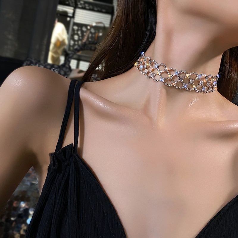 Vòng cổ chocker dạng lưới đính đá sexy_M1419