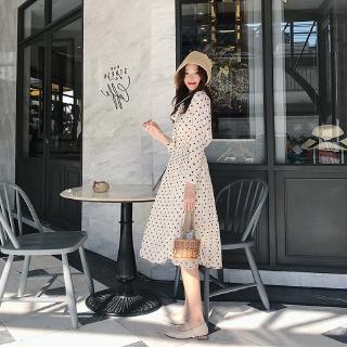 Đầm Voan Dài Chấm Bi Phong Cách Retro Xinh Xắn Cho Nữ
