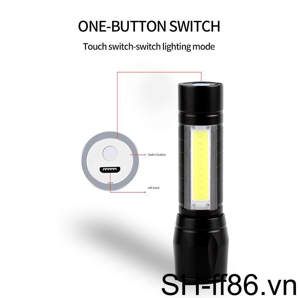 Đèn Pin LED USB Chống Thấm Nước ff86 Có Dây Đeo Tiện Dụng
