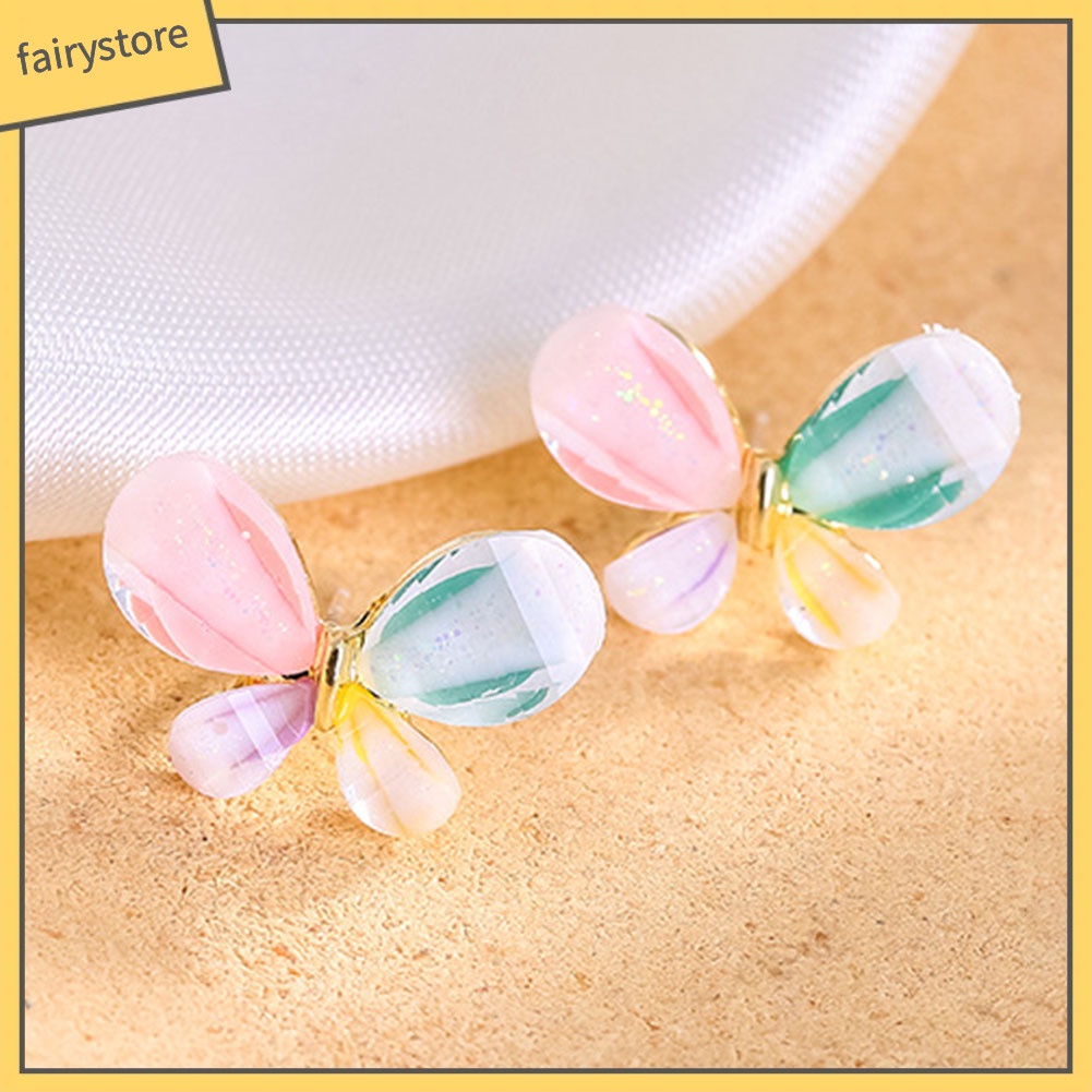 Khuyên Tai Hợp Kim Đính Đá Thiết Kế Màu Sắc Xinh Xắn