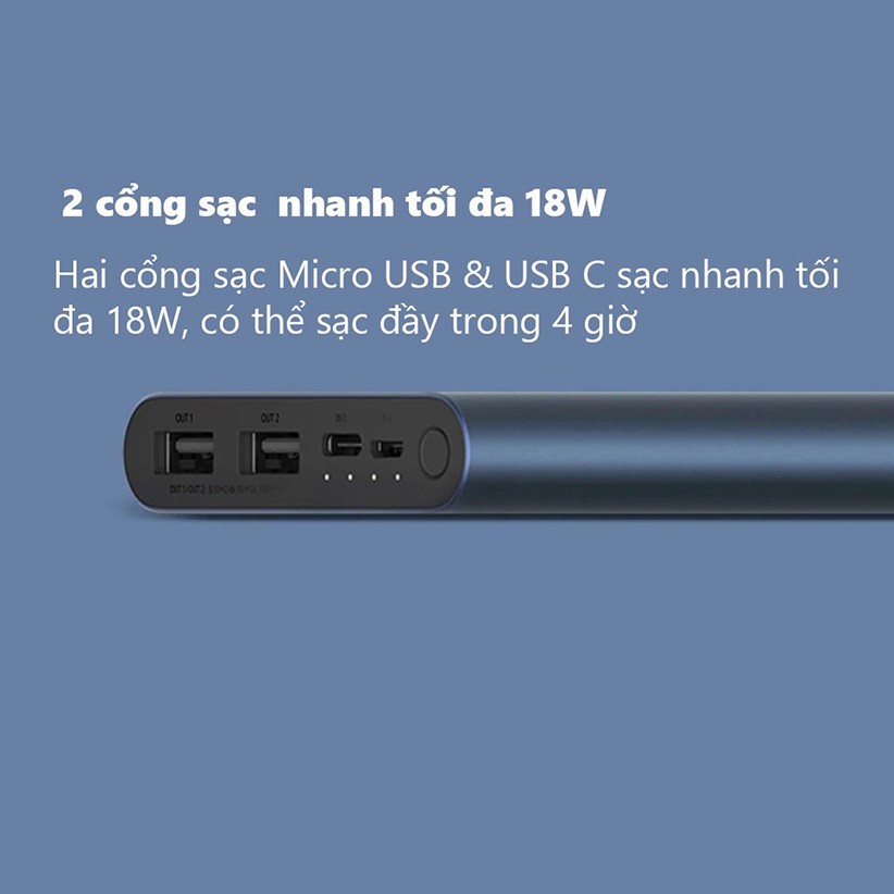 Sạc Dự Phòng Chính Hãng Xiaomi💥 Pin Sạc Dự Phòng Xiaomi Gen 3 Dung Lượng 10000 Mah 2 Cổng Sạc - Bảo Hành 12 Tháng