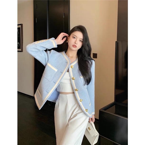 Áo dạ tweed xanh mint