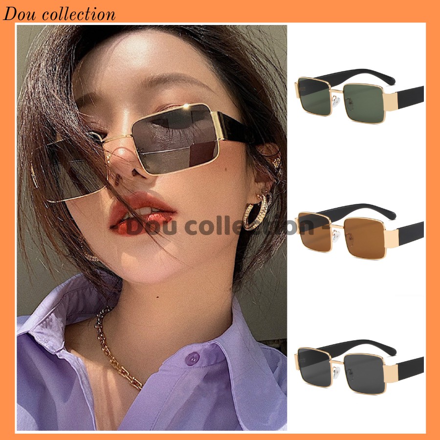 [Nowship2h] Kính Râm (Kính Mát) Cao Cấp Hình Hộp Vuông Gọng Kim Loại Phong Cách Âu Mỹ - Carl Fitow - Mã MK005