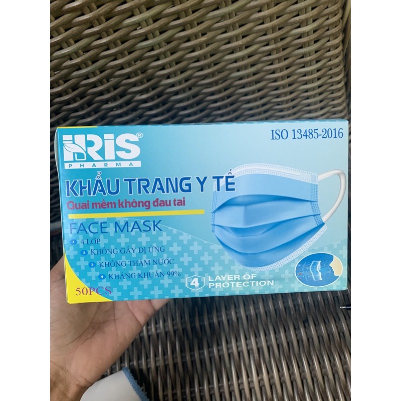 Khẩu trang y tế chống đau tai Iris pharma hộp 50 cái 4 lớp kháng khuẩn | BigBuy360 - bigbuy360.vn