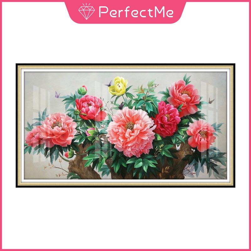 Bộ Tranh Đính Đá 5D Tự Làm 40x70CM 50x90cm Hình Hoa Mẫu Đơn