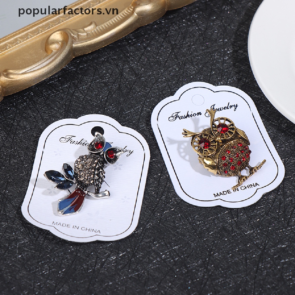 Ghim cài áo hình cú mèo đính đá sang trọng thời trang