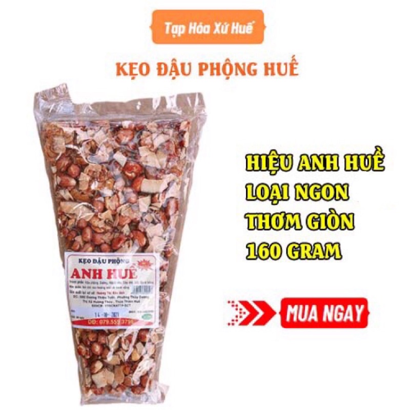 Kẹo đậu phộng Huế loại ngon (thơm - giòn), hiệu Anh Huề, 160 gram