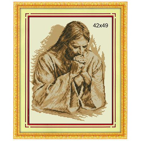 Tranh Thêu Chữ Thập Chúa Jesus Cầu Nguyện PC188A (khách tự thêu) kt:42x49cm