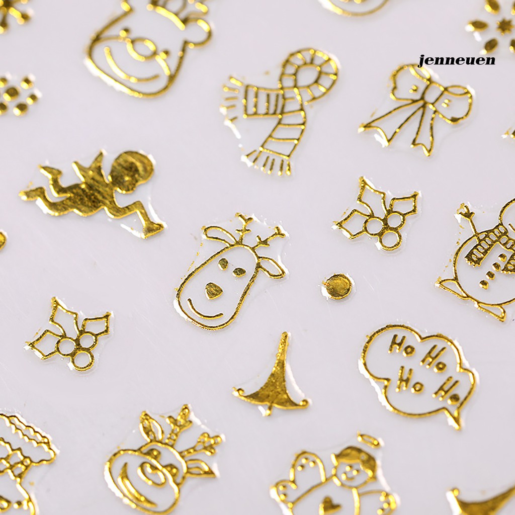 [Hàng mới về] Miếng Dán Họa Tiết Giáng Sinh Mạ Vàng Trang Trí Móng Tay