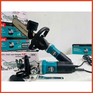 Máy mài góc makita 9556 + lưỡi cưa xích - biến máy mài thành máy cưa siêu rẻ - xẻ gỗ - tỉa cành