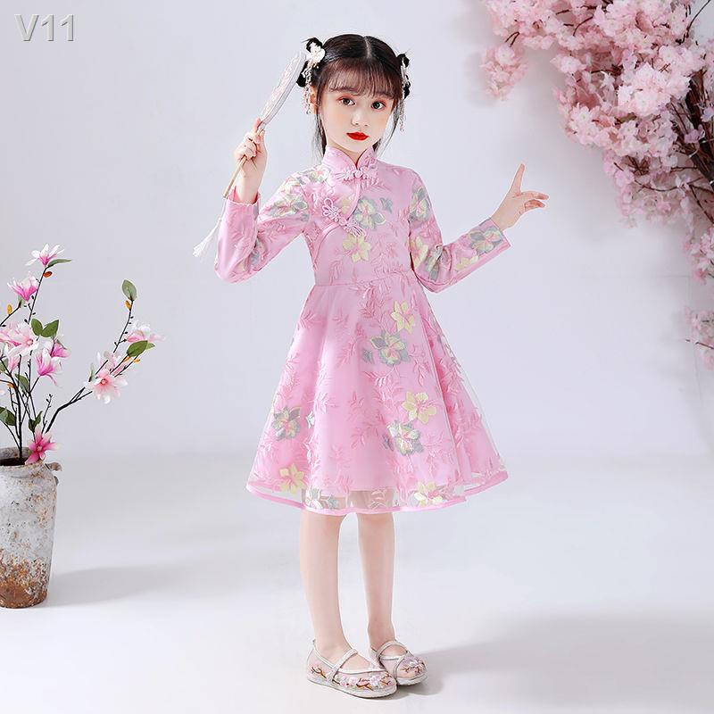 ☼₪[Hanfu ｜ Bán hàng số 1 tại cửa của chúng tôi] Hanfu bé gái ăn mặc trẻ em mới phong cách Trung Quốc váy công chúa sườn