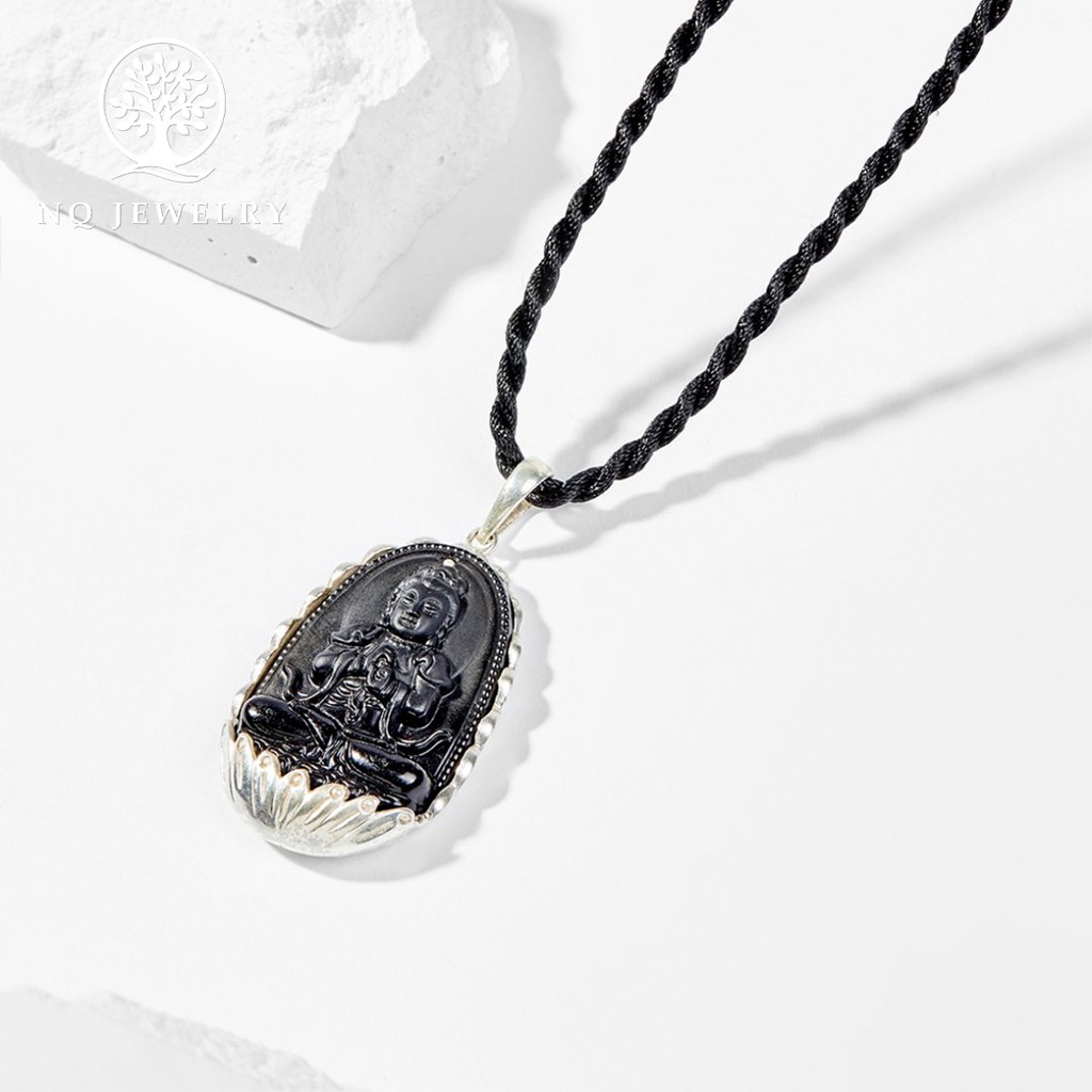 Dây chuyền phật bản mệnh đen bọc bạc - NQ Jewelry