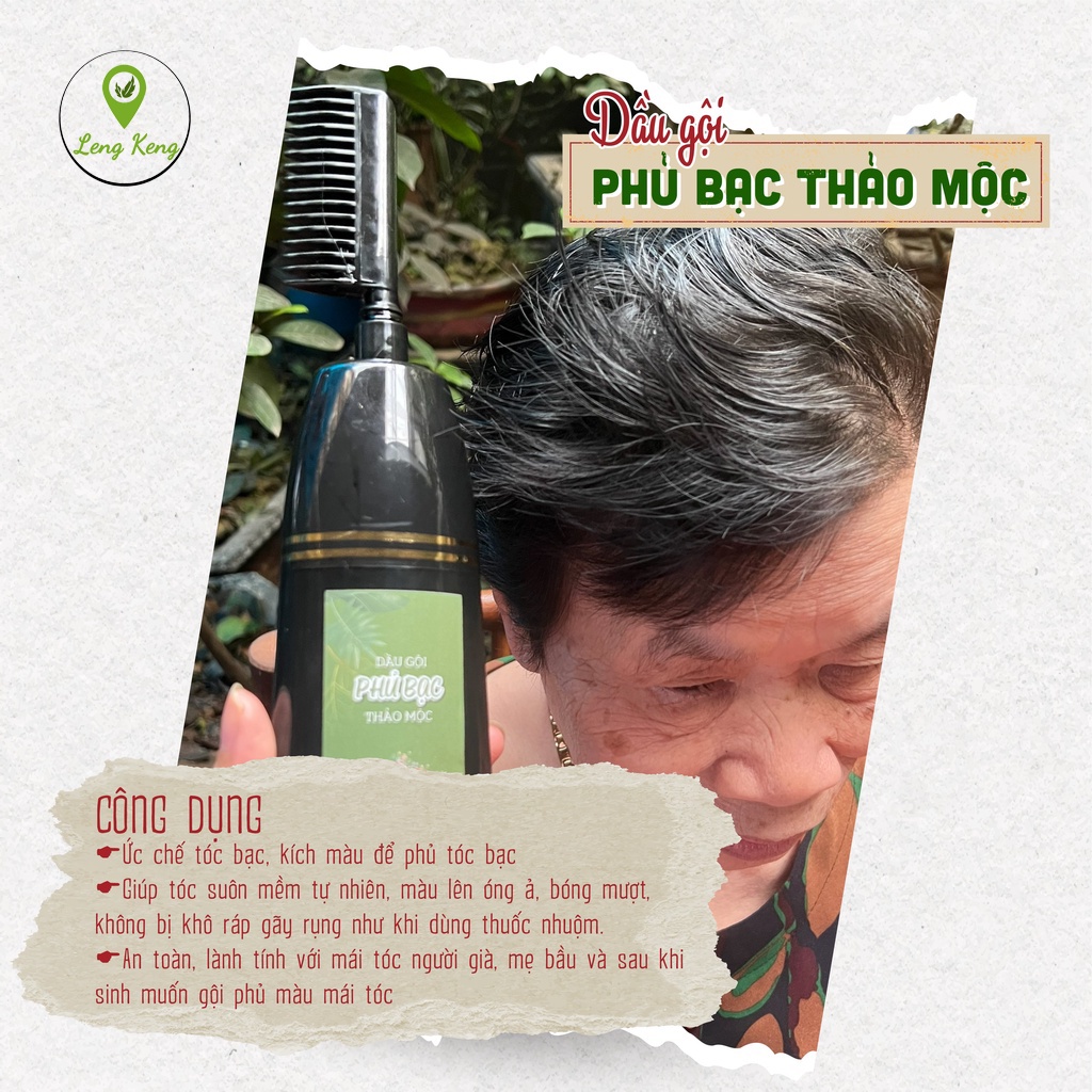 Dầu Gội Phủ Bạc Thảo Mộc 100% Thiên Nhiên, KHÔNG Hóa Chất
