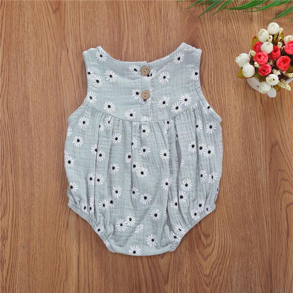 Summer Baby Girl Sleeveless Triangle Rompers Printed Folral Infat Jumpsuit Toddler Bodysuit 0-24M