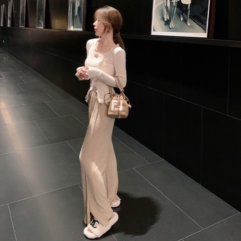 Áo Dệt Kim Tay Dài Xẻ Tà Thời Trang Cho Nữ