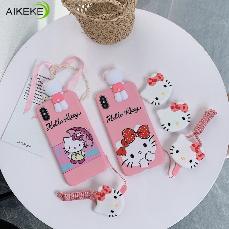 ốp điện thoại Mềm Có Dây Đeo In Hình Hello Kitty Cho Oppo A9 2020 A5 2020 A1K A52 A92 A72 A8 A31 2020 A83 A1 A37 Neo 9