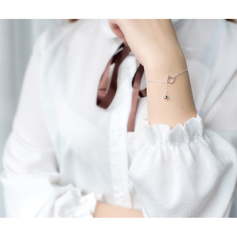 Vòng tay free size mèo con và chuông nhỏ đáng yêu VTAY07