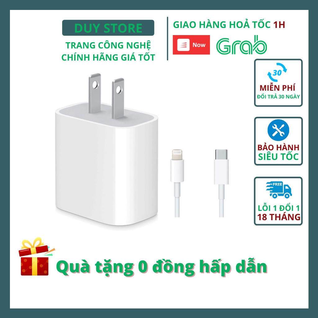 Bộ sạc nhanh PD 18W chính hãng iPhone 11 Pro Max cục sạc nhanh cho Ipad iPhone X XS Max Pro Max 8 Plus - duystore