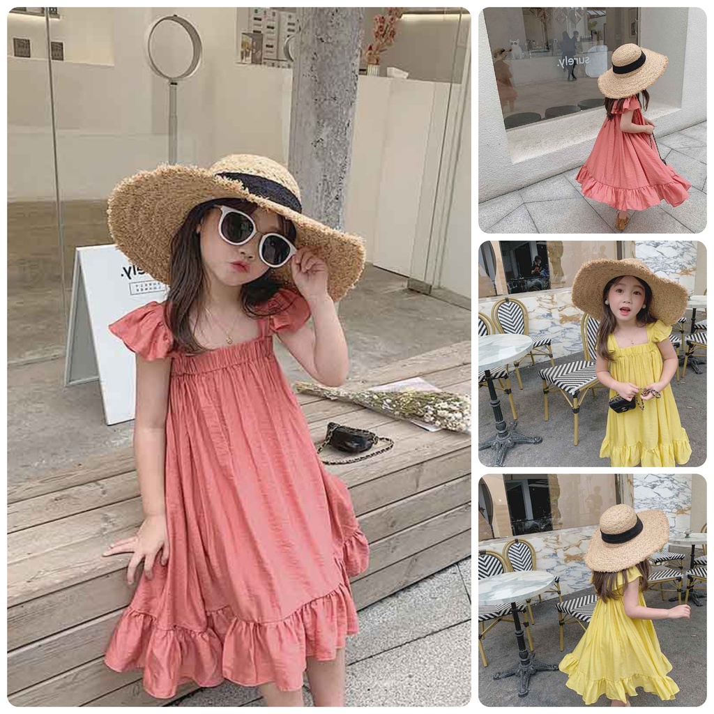 VT5 Size90-130 (9-25kg) Váy đầm bé gái (vải rũ mát dày dặn) Thời trang trẻ Em hàng quảng châu